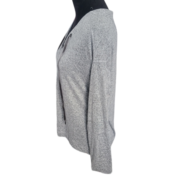 Rails Leigh Heathered Gray Lace-up LS Plush Knit Sweater Size Small - Picture 5 of 8